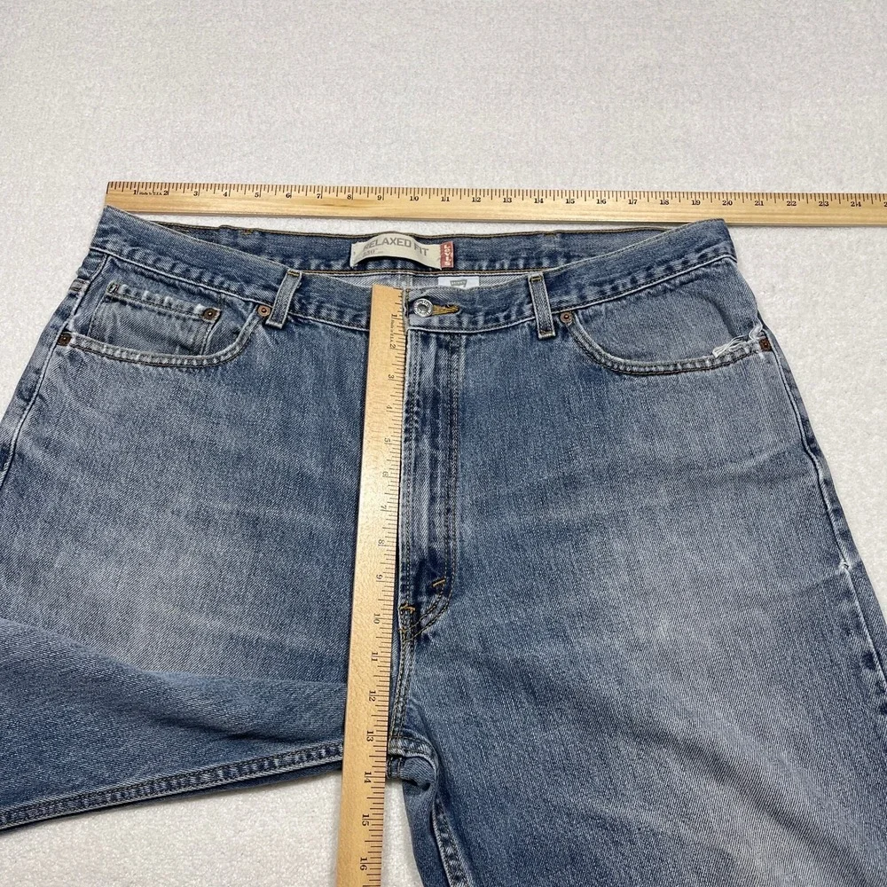 Levi 550 Jeans Men's W40 L30 Relaxed Straight Blue Comfort Work Distressed Hems